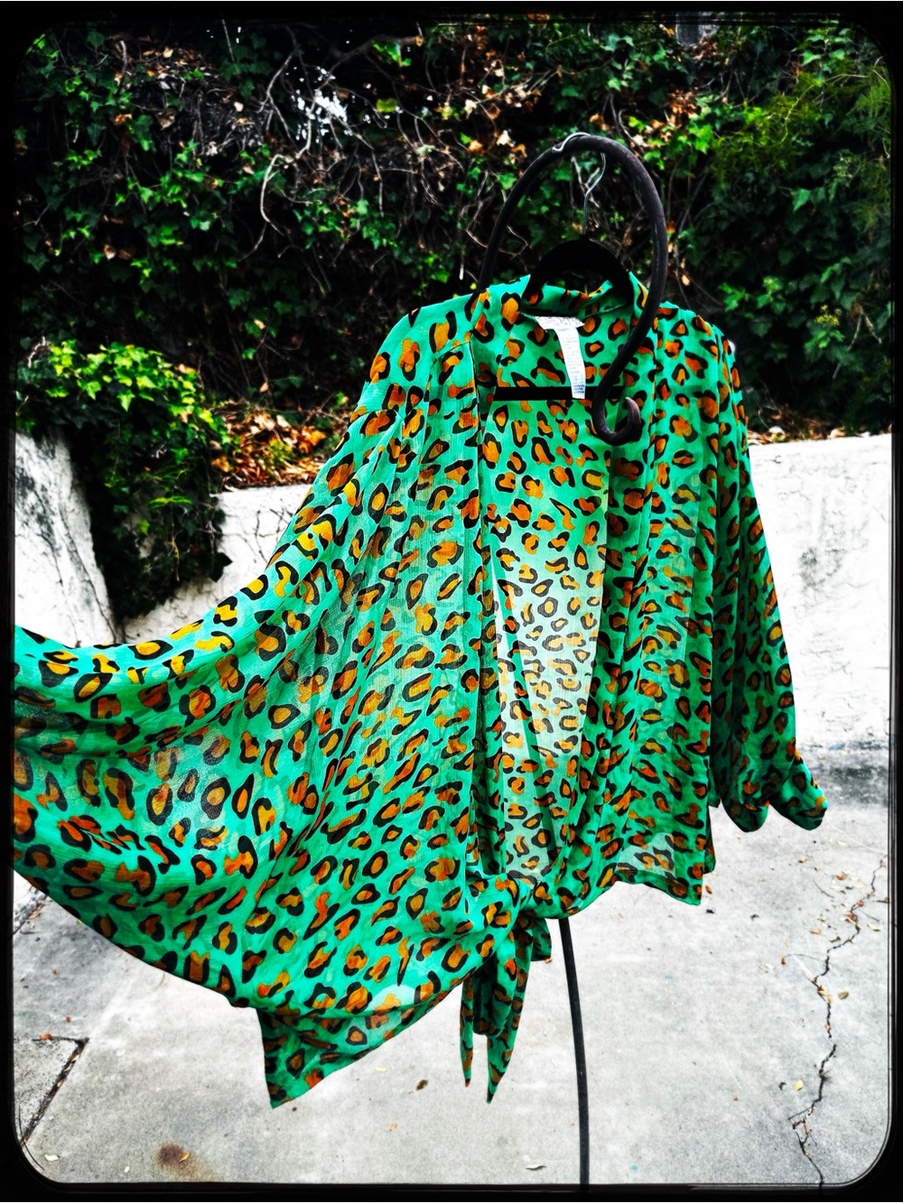 Thin Green Leopard Print Tie Top